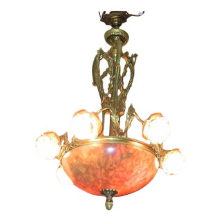 19th CenturyLarge French Ormolu and Alabaster Chandelier – For Sale