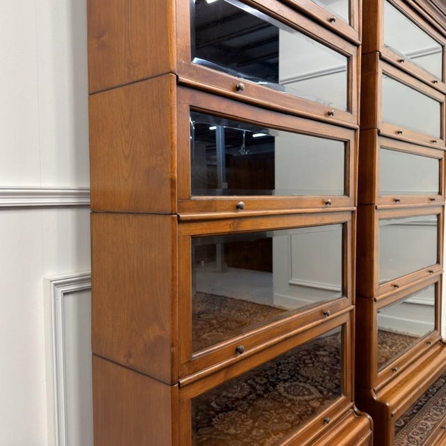 Brown English Bookcases in the style of Globe Wernicke, Set of 2 For Sale - Image 8 of 15