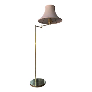 Mid-Century Modern Brass Swing-Arm Floor Lamp Manner of Walter Von Nessen For Sale