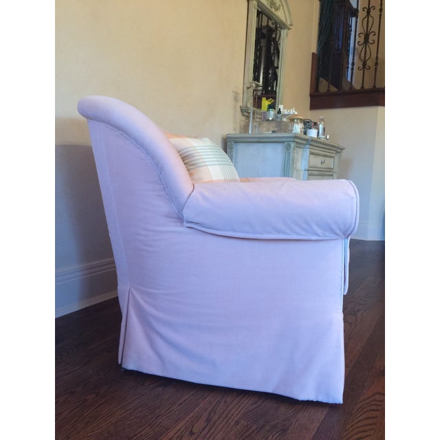 Traditional Old World Weavers English Roll Arm Skirted Club Chair in Mohair For Sale - Image 3 of 5