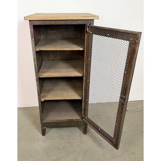 Industrial Iron Cabinet with Mesh Door, 1960s For Sale - Image 10 of 15