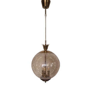 Vintage Ceiling Lamp with Spherical Glass Shade, 1970s For Sale