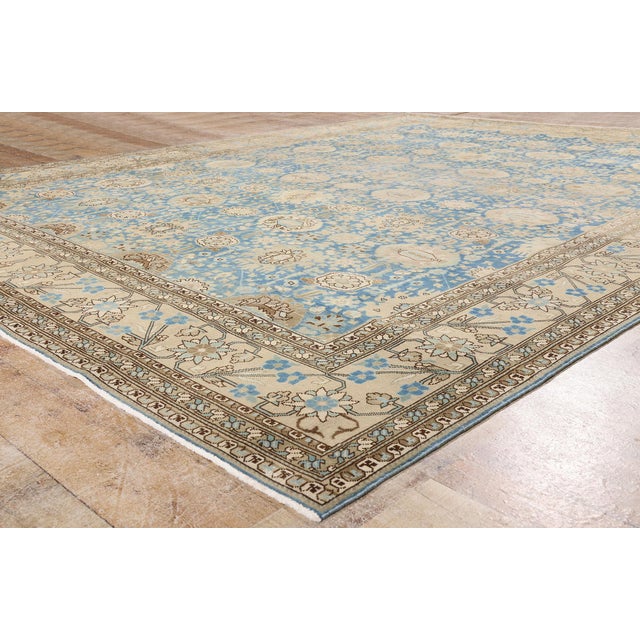 Blue Antique Persian Tabriz Rug, 09'06 X 12'04 For Sale - Image 8 of 10