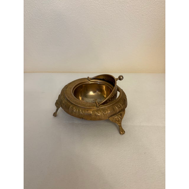 Mid 20th Century Ornate Embossed Brass Roll-Top Caviar Server For Sale In Boise - Image 6 of 9