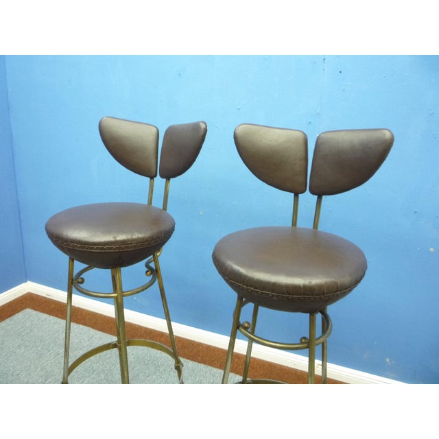 Mid-Century Leather and Steel Bar Stools, 1950s, Set of 4 For Sale - Image 6 of 16