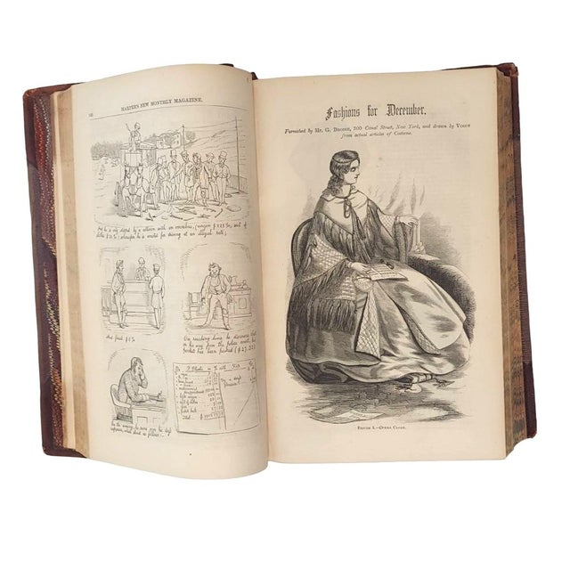 Antique Bound Volume XXII Harper's New Monthly Magazine 1860-1 Lincoln Civil War History For Sale - Image 9 of 17