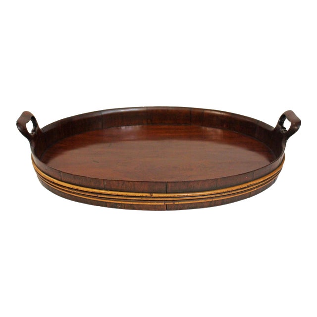 Circa 1800 Georgian Period English Oval Wooden Serving Tray For Sale