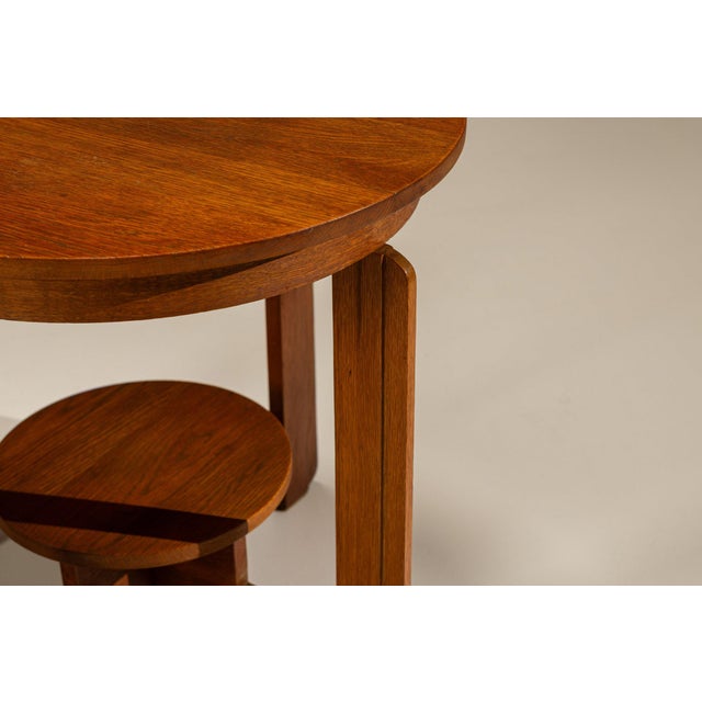 Wood Amsterdam School Side Table in Oak, 1920s For Sale - Image 7 of 11