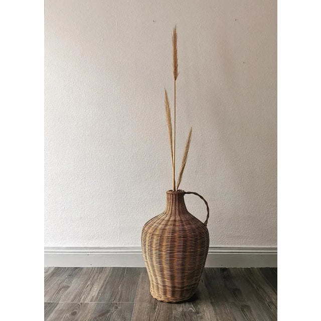 Mid-Century Modern Vintage Glass Ballon Vase with Rattan, Boheme, 1960s For Sale - Image 3 of 10