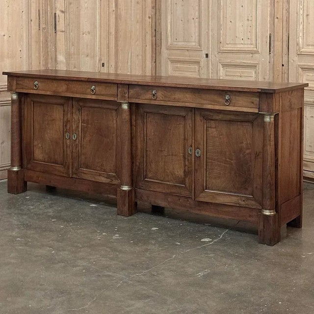 Traditional Early 19th Century French Empire Period Walnut Grand Buffet For Sale - Image 3 of 18