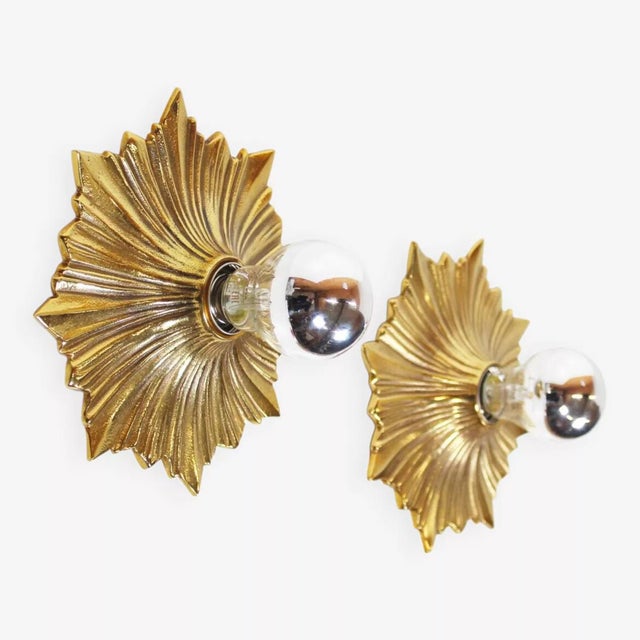 Mid-Century Bronze Sunburst Wall Sconces, Germany, 1950s, Set of 2 For Sale - Image 10 of 10