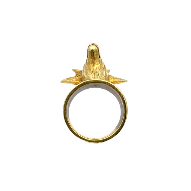 18k Yellow Gold Deer Head Charm Pendant/ Scarf Ring For Sale - Image 4 of 4