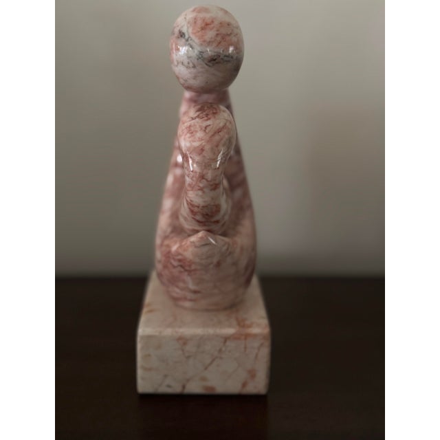 Pink Marble Decorative Sculpture With Mother & Baby Spiral Design For Sale - Image 9 of 10