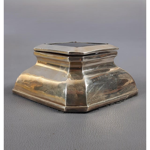 Antique Edwardian Inkwell in 925 Sterling Silver by Mappin & Webb, 1890s For Sale - Image 4 of 11