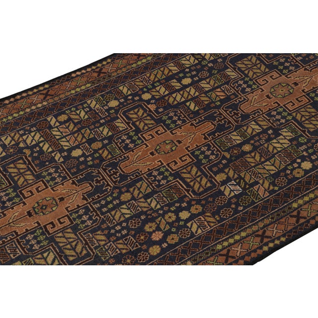 Rug & Kilim Rug & Kilim’s Baluch Tribal Rug With Navy Blue and Brown Geometric Patterns For Sale - Image 4 of 7