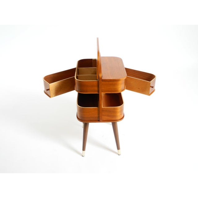 Mid-Century Modern Sewing Box with Teak Veneer and Many Compartments, 1950s For Sale - Image 9 of 18