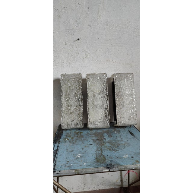 Ice Glass Lamps attributed to Kalmar, 1960s, Set of 3 For Sale - Image 13 of 16