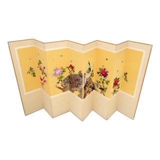 Oriental Decorative 8 Panel Silk Embroidery Peacock Scene Room Divider Screen For Sale