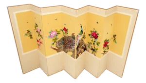 Oriental Decorative 8 Panel Silk Embroidery Peacock Scene Room Divider Screen