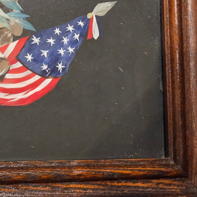 Antique Victorian Feather Art American Federal Patriotic Eagle & Flag Untouched Estate Condition C. 1880-1900 For Sale - Image 6 of 18