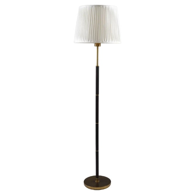 Swedish Brass and Wood Floor Lamp attributed to Boréns, 1960s For Sale