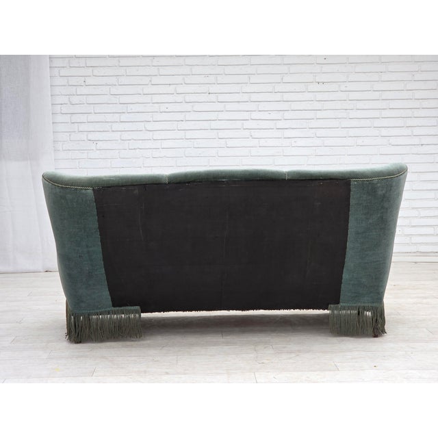 Three-Seater Danish Sofa in Green Furniture Velour, 1960s For Sale - Image 10 of 18