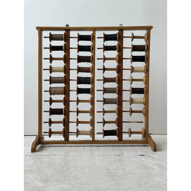 1950s Vintage Oak Frame Cord/Yarn Bobbin Storage Rack, Circa 1940s-50s For Sale - Image 5 of 17
