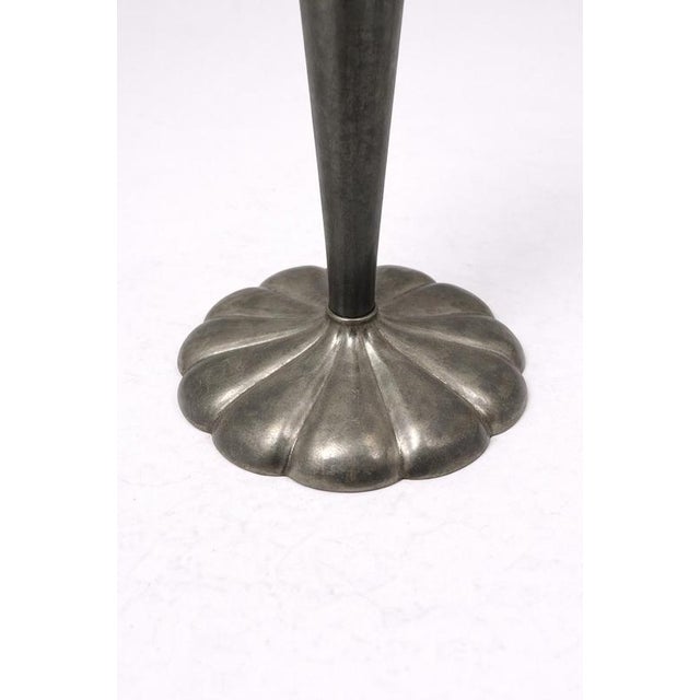 1930s Art Deco Danish Pewter Trumpet Vase attributed to Just Andersen, 1930s For Sale - Image 5 of 6
