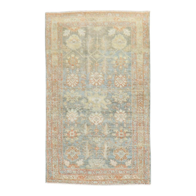 Zabihi Collection Soft Neutral Antique Malayer Throw Rug - 2'10" x 4'8" For Sale