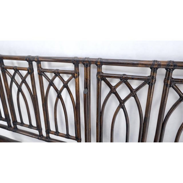 McGuire Dark Bamboo & Ebonized Mahogany Leather King Size Headboard Bed For Sale - Image 10 of 10