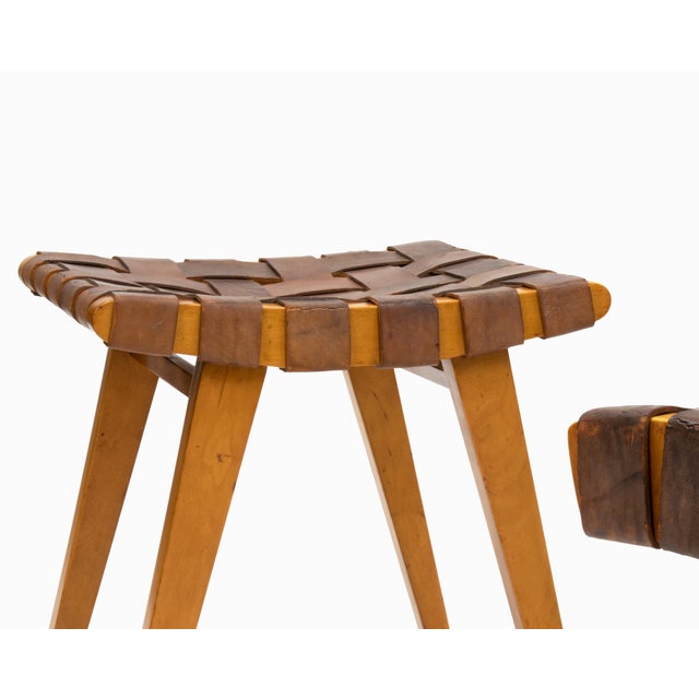 Wood Vintage Mid Century "Model 654" Leather Chair and Ottoman by Jens Risom For Sale - Image 7 of 14