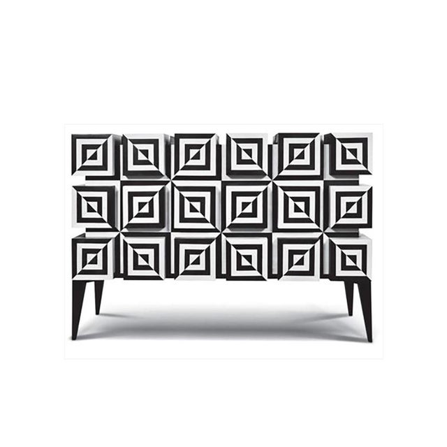 Contemporary Ondulation 2 Buffet in Black and White Sycamore Marquetry by Aymeric Lefort For Sale - Image 3 of 15