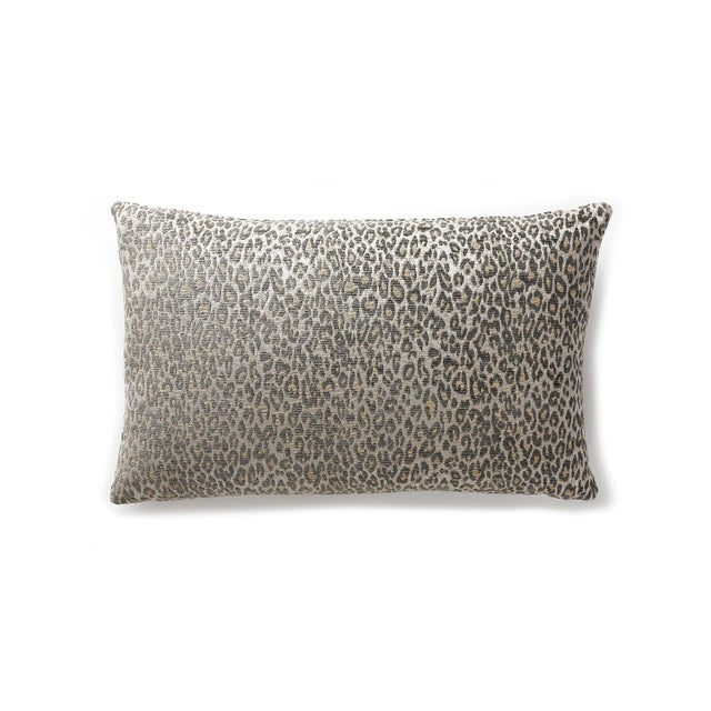 Contemporary The House of Scalamandré Leopard Lumbar Pillow, Castle Gray For Sale - Image 3 of 3