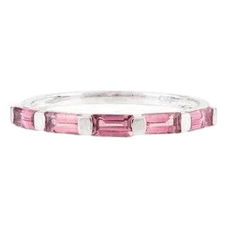 Modern Chic Eternity Band With Baguette Cut Natural Pink Tourmaline Size 8 For Sale