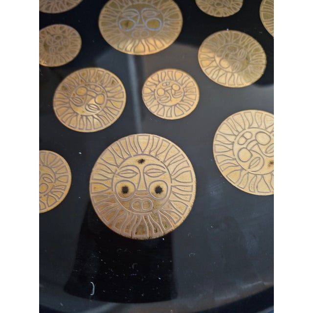 Mid-Century Modern Vintage Houzz Art Aztec Sun Glass Platter For Sale - Image 3 of 4