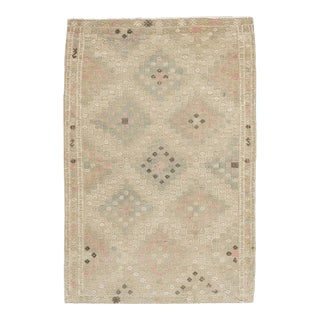 1940s Vintage Beige Turkish Jajim Area Rug 2'10 X 4'2 For Sale