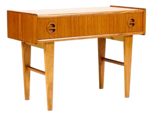 1960s Danish Modern Mid Century Teak Low Entry Table Console — Single Drawer
