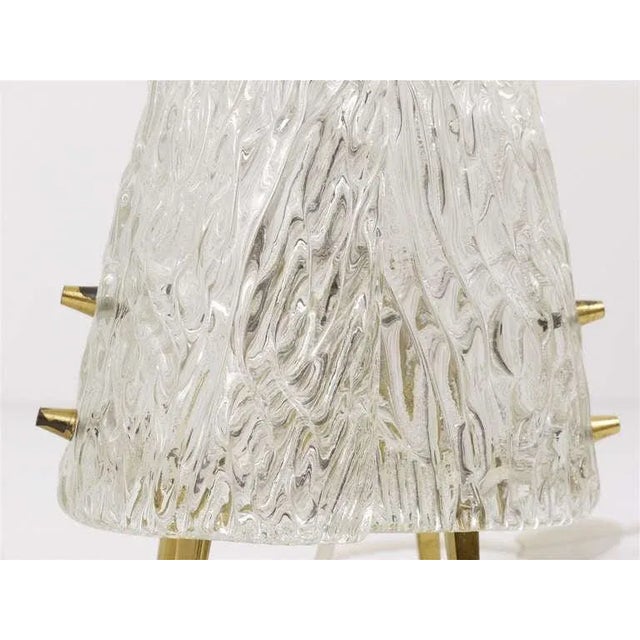 Mid-Century Brass & Textured Glass Table Lamps attributed to J. T. Kalmar for Kalmar, Austria, 1950s, Set of 2 For Sale - Image 6 of 11