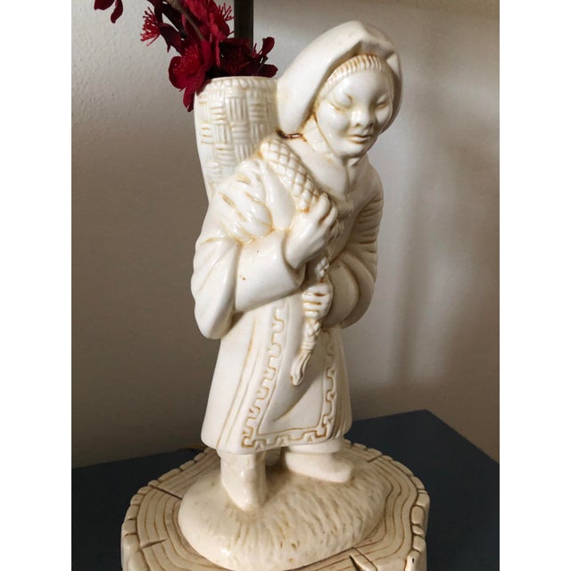 Late 20th Century Late 20th Century Matched Asian Figure Lamps - Set of 2 For Sale - Image 5 of 6