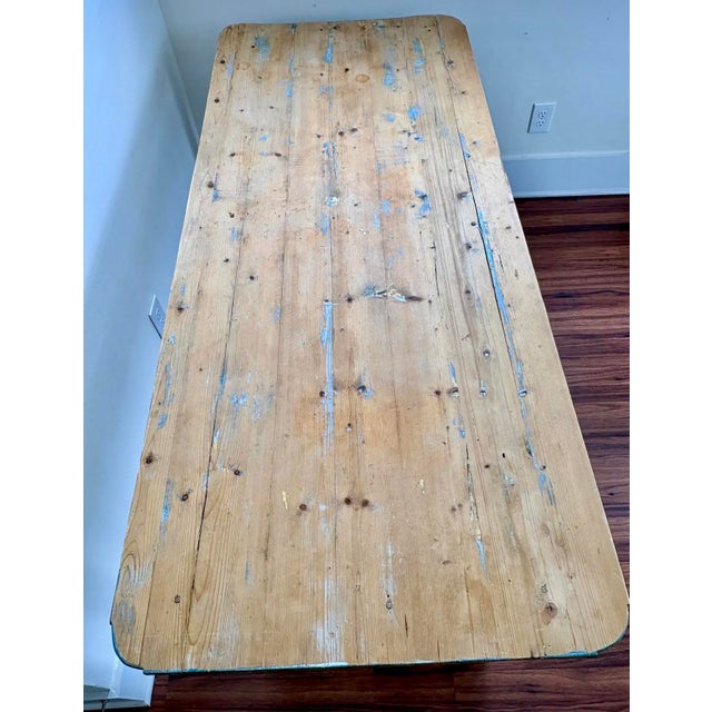 Antique Belgian Painted Farmhouse Trestle Table For Sale - Image 4 of 6