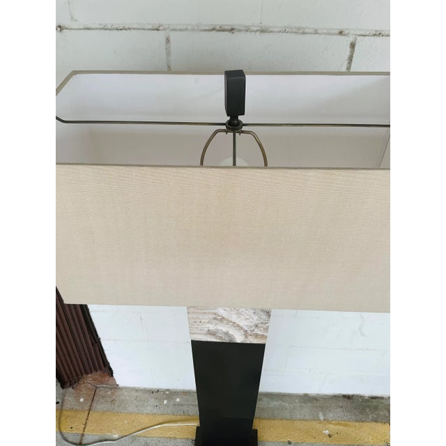 Modern Travertine Floor Lamp For Sale - Image 4 of 5