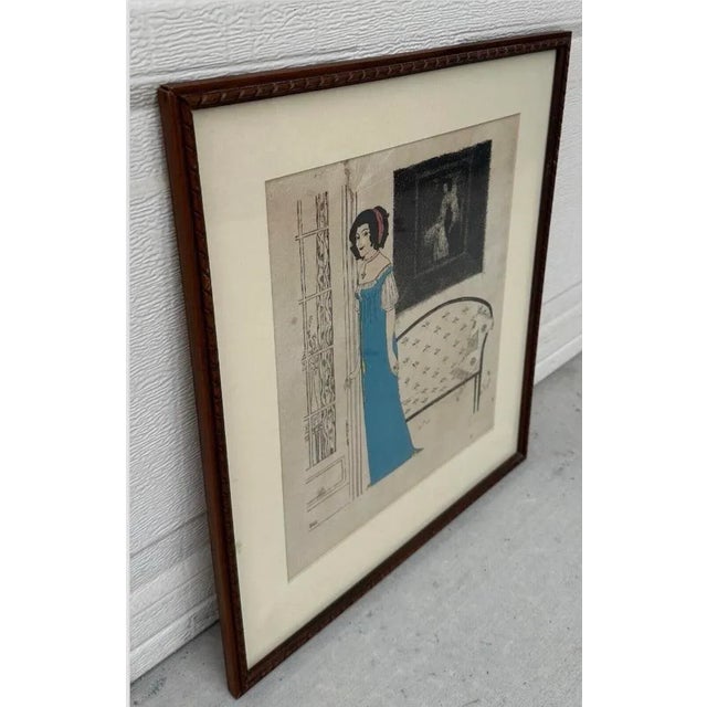 Blue Paul Iribe "Les Robes De Paul Poiret Racontées Par Paul Iribe" Original Stencil Art Circa 1908 With Watermark For Sale - Image 8 of 14