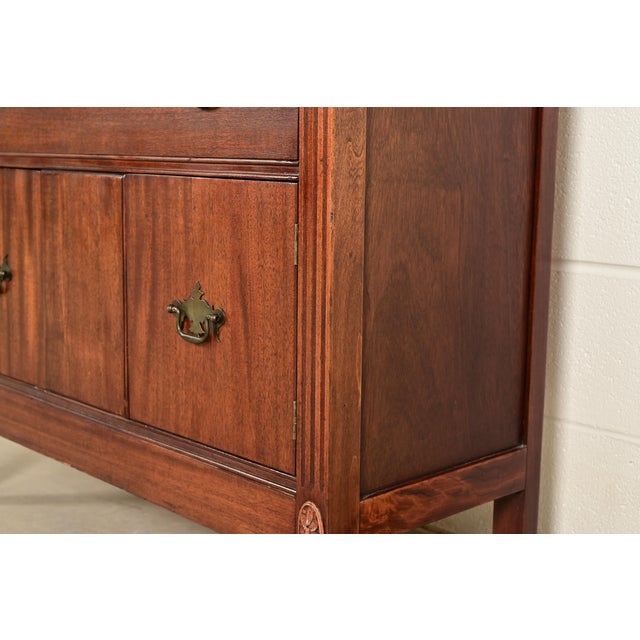 Baker Furniture Style Federal Carved Mahogany Bookcase Cabinet, Circa 1940s For Sale - Image 10 of 15
