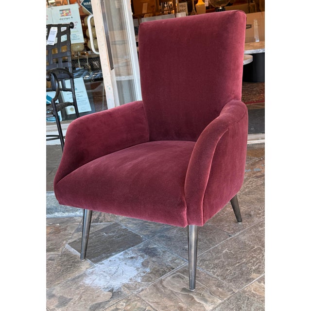 2020s Julia Katrine Designs Burgundy Silk Velvet Accent Chair For Sale - Image 5 of 12