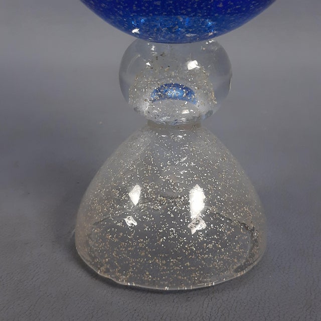 Murano Glass Vase in Blue with Silver Powder Blue, 1970s For Sale - Image 10 of 12