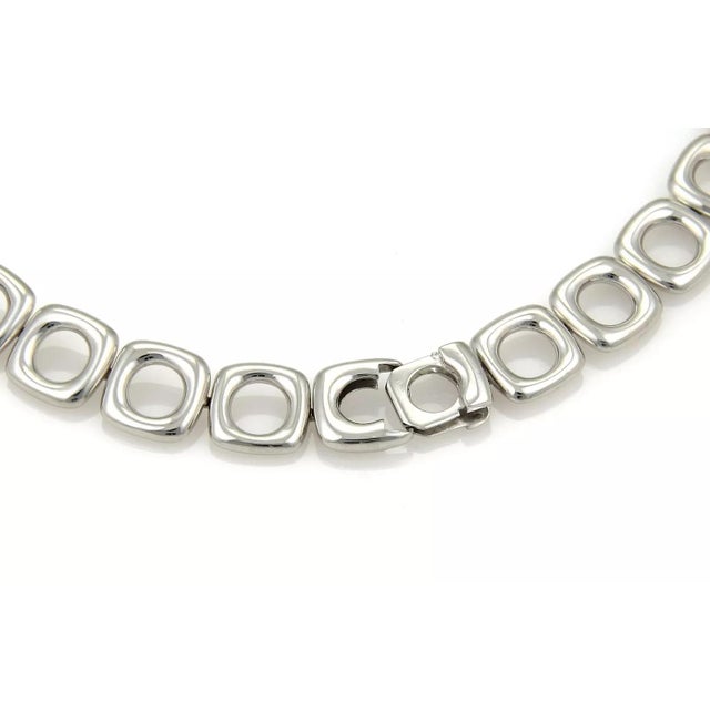 Tiffany and Co. Tiffany & Co. Pave Diamond Ceramic 18k White Gold Fancy Link Necklace For Sale - Image 4 of 5