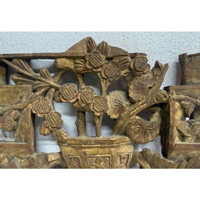 19th Century Antique 19th Century Hand Carved Chinese Asian Wood Wall Panel Sculpture Statue For Sale - Image 5 of 11