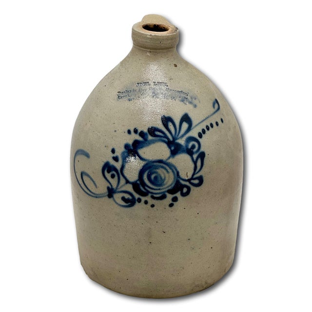 This really is a Great Looking & Very Unusual Authentic Antique American Primitive Stoneware Liquid Storage Jug. Circa...