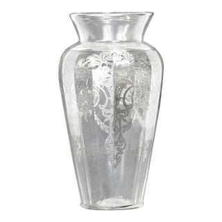Art Nouveau Sterling Silver Overlay Glass Vase with Provenance For Sale
