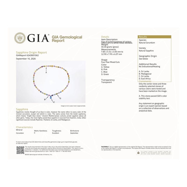 59.92 Ct Gia Certified Natural No Heat Sapphire Necklace For Sale - Image 12 of 12